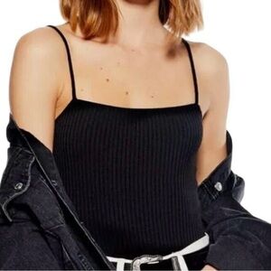 Adika black ribbed square neck tank M/L